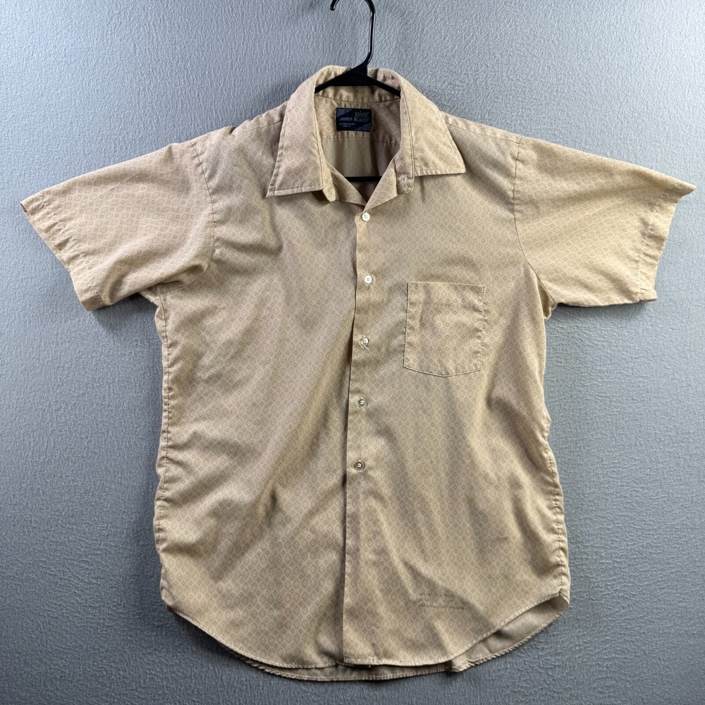Vintage John Blair Shirt Mens Large 16.5 x 34 Dacron Blend 60s 70s Camp Button